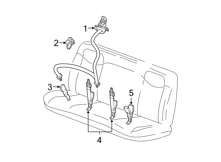 Diagram RESTRAINT SYSTEMS. REAR SEAT BELTS. for your 2013 Chevrolet Express 3500 Base Standard Cargo Van 6.0L Vortec V8 CNG A/T 