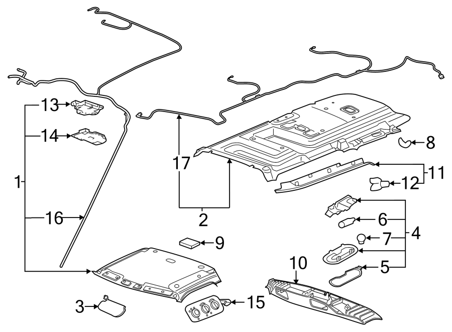 Diagram ROOF. INTERIOR TRIM. for your 2001 Buick Century   