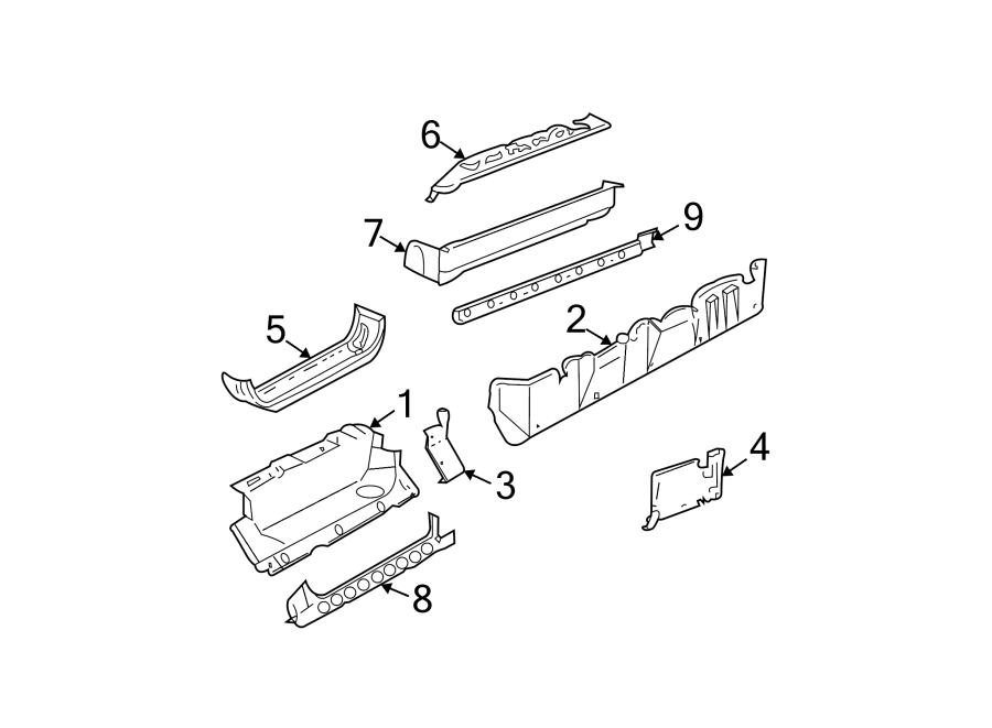 Pillars. Rocker & floor. Rocker panel.