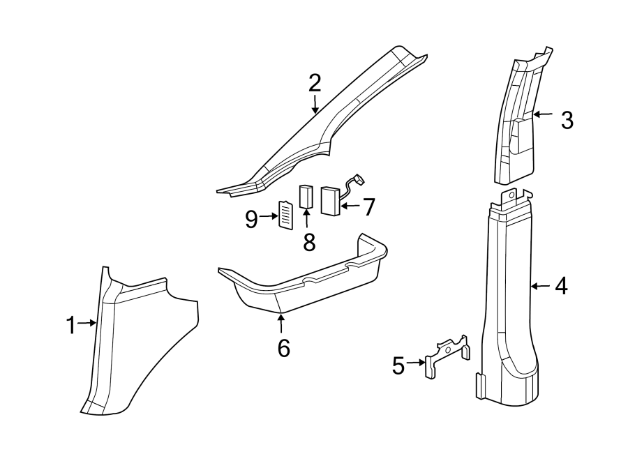 Diagram PILLARS. ROCKER & FLOOR. INTERIOR TRIM. for your 2011 Chevrolet Express 2500 Base Extended Cargo Van 6.0L Vortec V8 FLEX A/T 