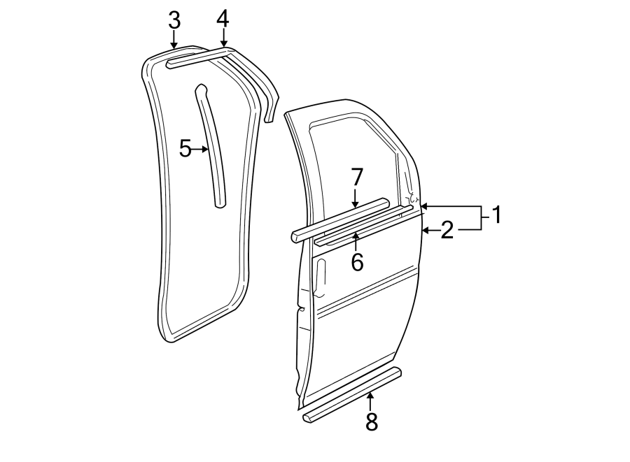 Diagram Front door. Door & components. for your Chevrolet Express 1500  