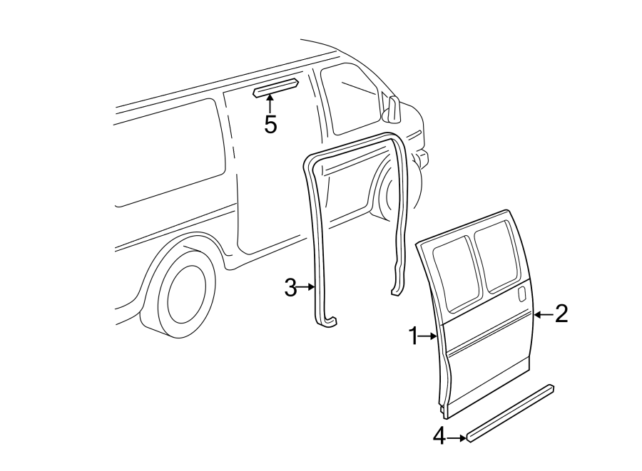 Side loading door. Door & components. Diagram