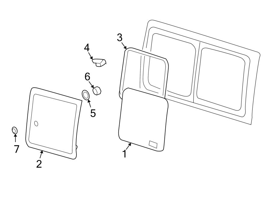 Diagram Side loading door. Combination lamps. Glass & hardware. for your 2019 Chevrolet Spark   