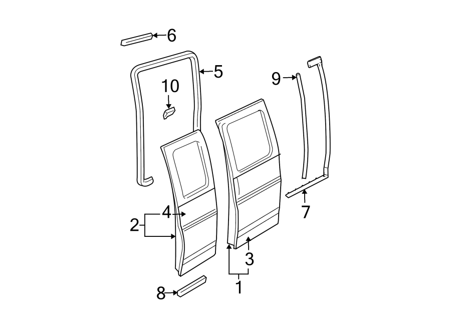 Diagram Side loading door. Door & components. for your 2017 Chevrolet Spark   