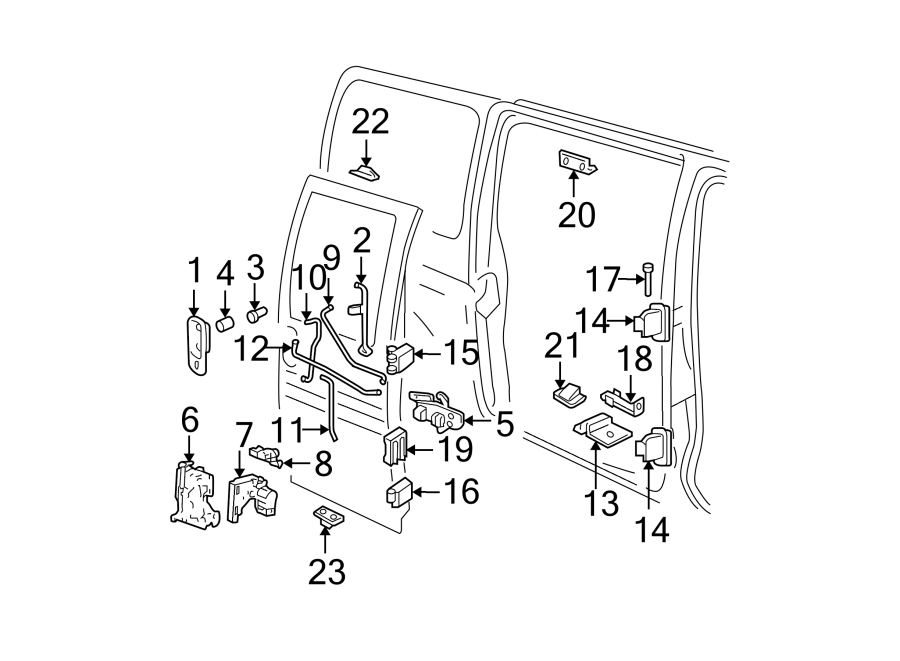 Diagram SIDE LOADING DOOR. LOCK & HARDWARE. for your 2016 Chevrolet Express 3500   