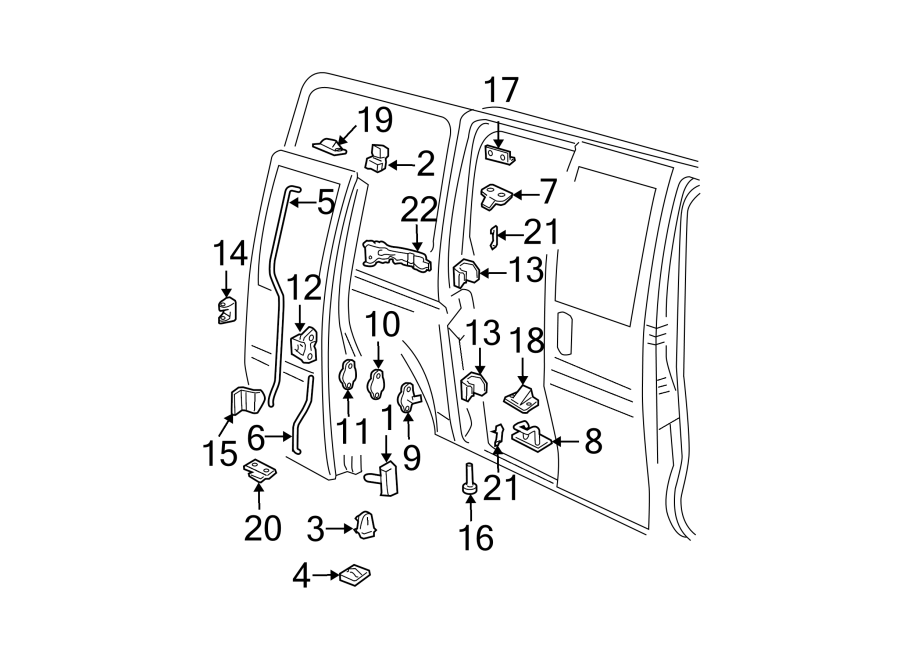 Diagram Side loading door. Lock & hardware. for your 1992 Buick Century   