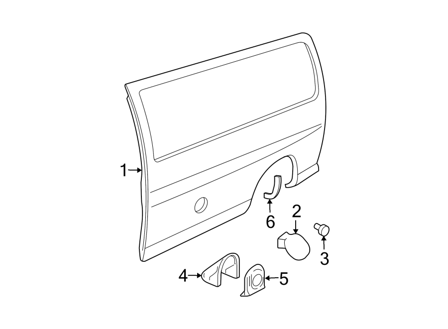 5Body side panels. Steering wheel. Exterior trim. Side panel & components.https://images.simplepart.com/images/parts/motor/fullsize/GB03645.png