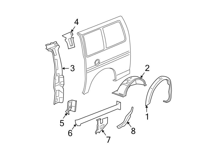 Body side panels. Inner structure.