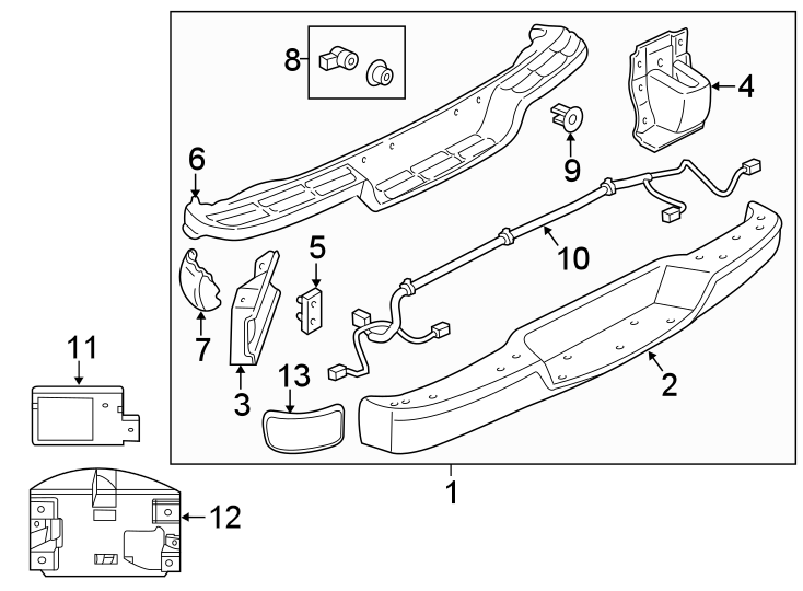 Diagram REAR BUMPER. for your Chevrolet Express 2500  