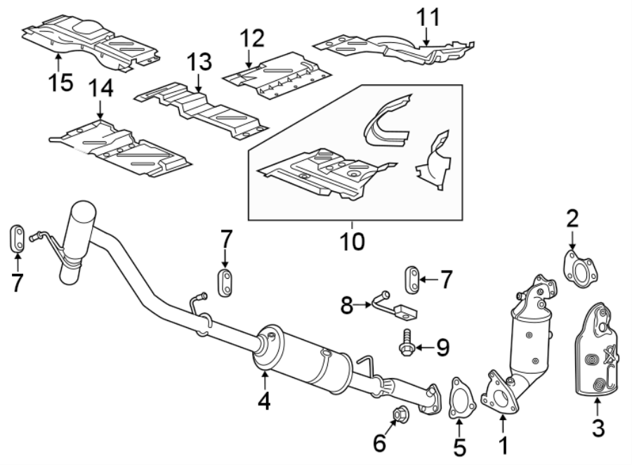 Diagram Exhaust system. Exhaust components. for your 2024 Chevrolet Equinox  LT Sport Utility 