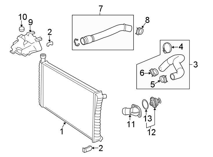 Diagram Radiator & components. for your 2018 Chevrolet Equinox L Sport Utility  