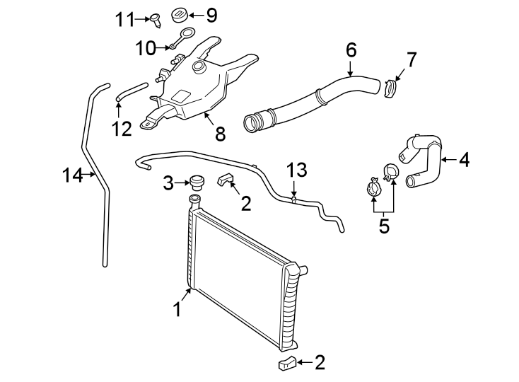 Diagram Radiator & components. for your 2022 Chevrolet Equinox   