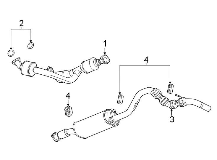 Diagram Exhaust system. Exhaust components. for your 1992 Chevrolet K3500  Scottsdale Extended Cab Pickup Fleetside 6.5L V8 DIESEL A/T 