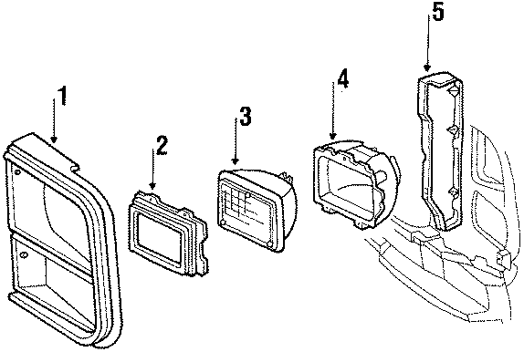 Diagram FRONT LAMPS. HEADLAMP COMPONENTS. for your 2003 GMC Sierra 2500 HD 6.0L Vortec V8 A/T RWD SLE Standard Cab Pickup 