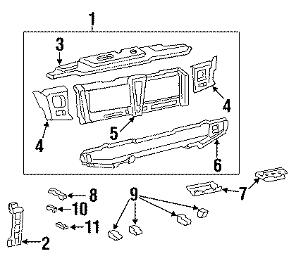 11RADIATOR SUPPORT.https://images.simplepart.com/images/parts/motor/fullsize/GB1061.png