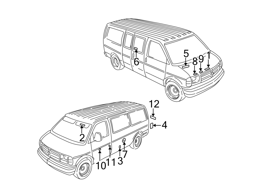 Diagram INFORMATION LABELS. for your 1999 Chevrolet Express 1500   