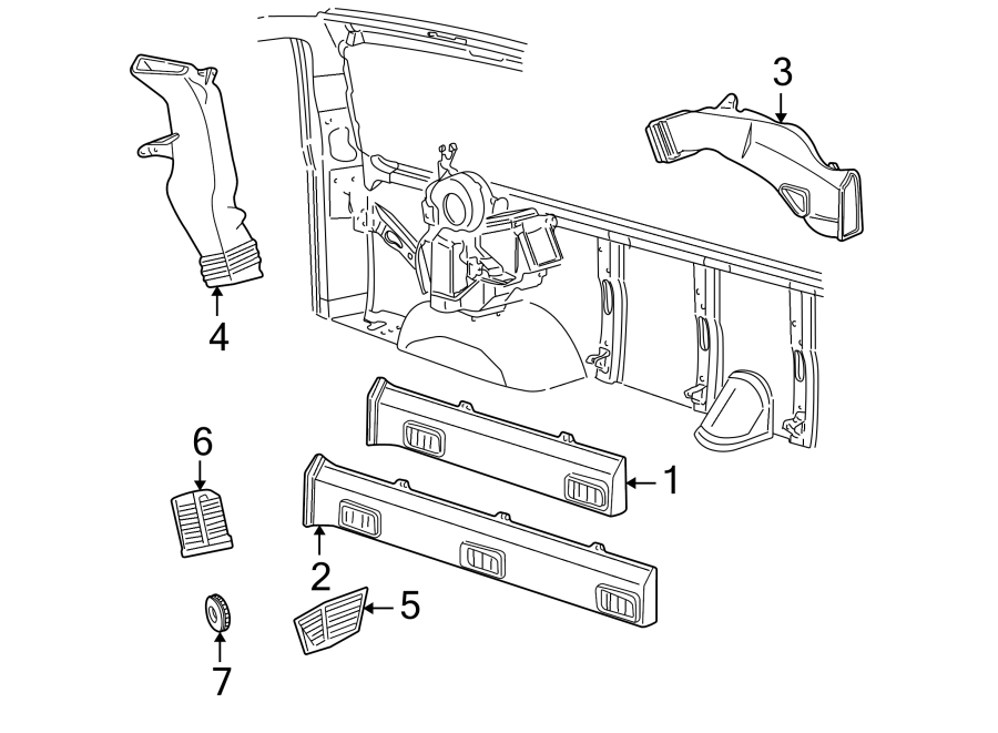 Diagram AIR CONDITIONER & HEATER. DUCTS. for your Chevrolet Express 3500  