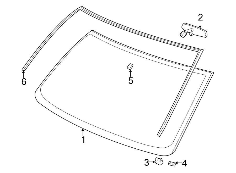 Diagram WINDSHIELD. GLASS. MIRRORS. REVEAL MOLDINGS. for your 2004 GMC Envoy XUV   