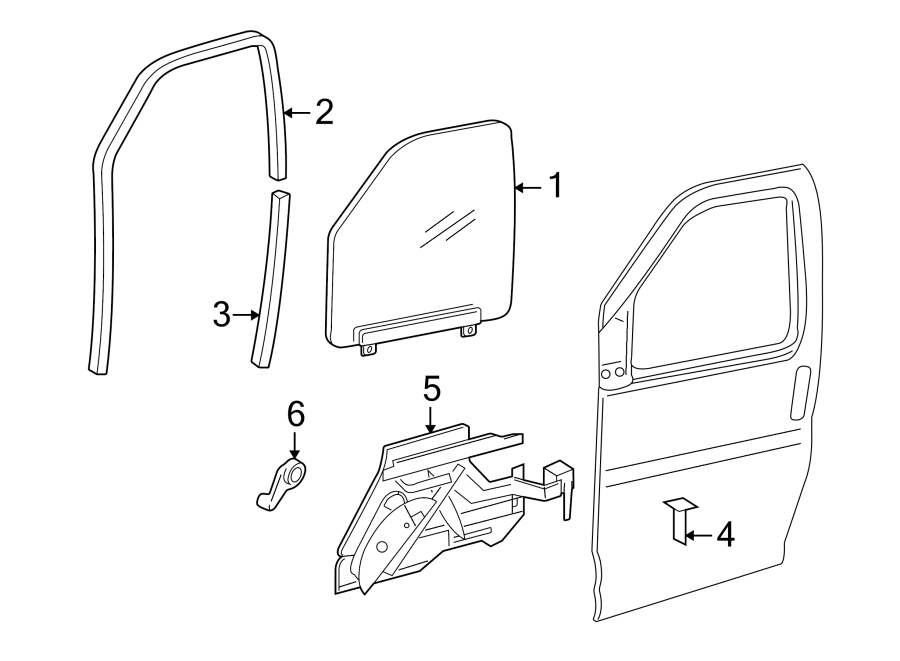 Diagram FRONT DOOR. GLASS & HARDWARE. for your 2014 Chevrolet Spark  LT Hatchback 