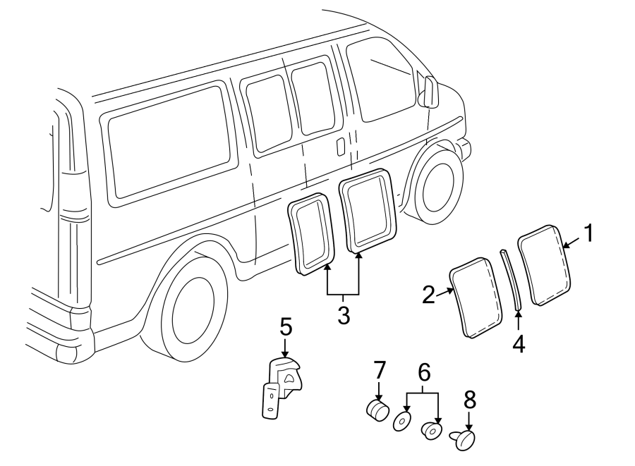 Diagram SIDE LOADING DOOR. GLASS & HARDWARE. for your 2021 Chevrolet Spark   