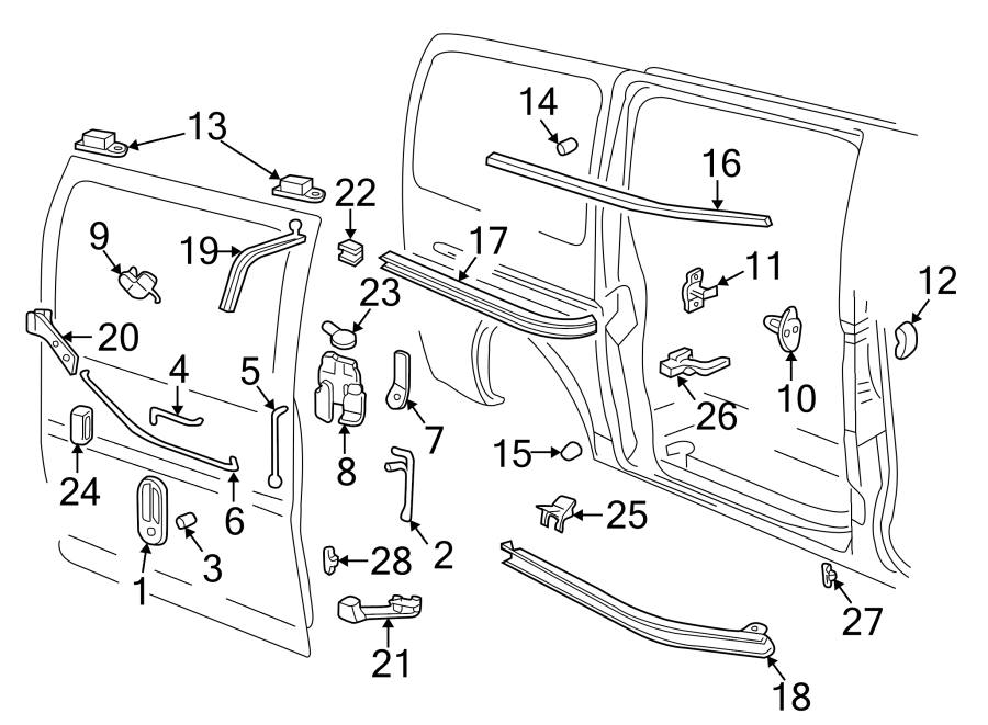 Diagram SIDE LOADING DOOR. LOCK & HARDWARE. for your Chevrolet P30   