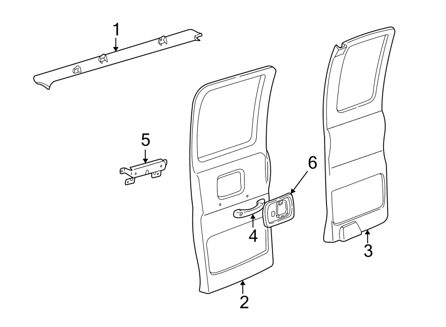 Diagram SIDE LOADING DOOR. INTERIOR TRIM. for your 2011 GMC Sierra 2500 HD 6.6L Duramax V8 DIESEL A/T RWD Denali Crew Cab Pickup Fleetside 