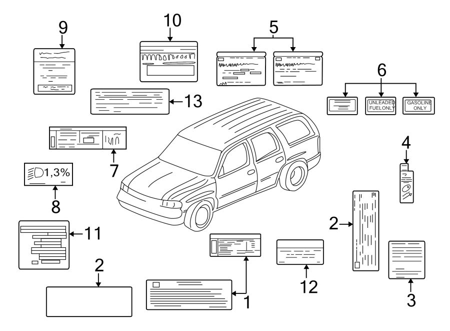 Diagram INFORMATION LABELS. for your 2001 Chevrolet Silverado 2500 HD LT Crew Cab Pickup Fleetside 6.6L Duramax V8 DIESEL A/T 4WD 