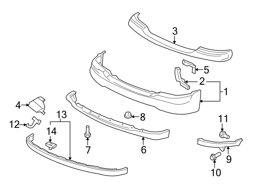 Diagram FRONT BUMPER. BUMPER & COMPONENTS. for your 2017 Chevrolet Suburban    