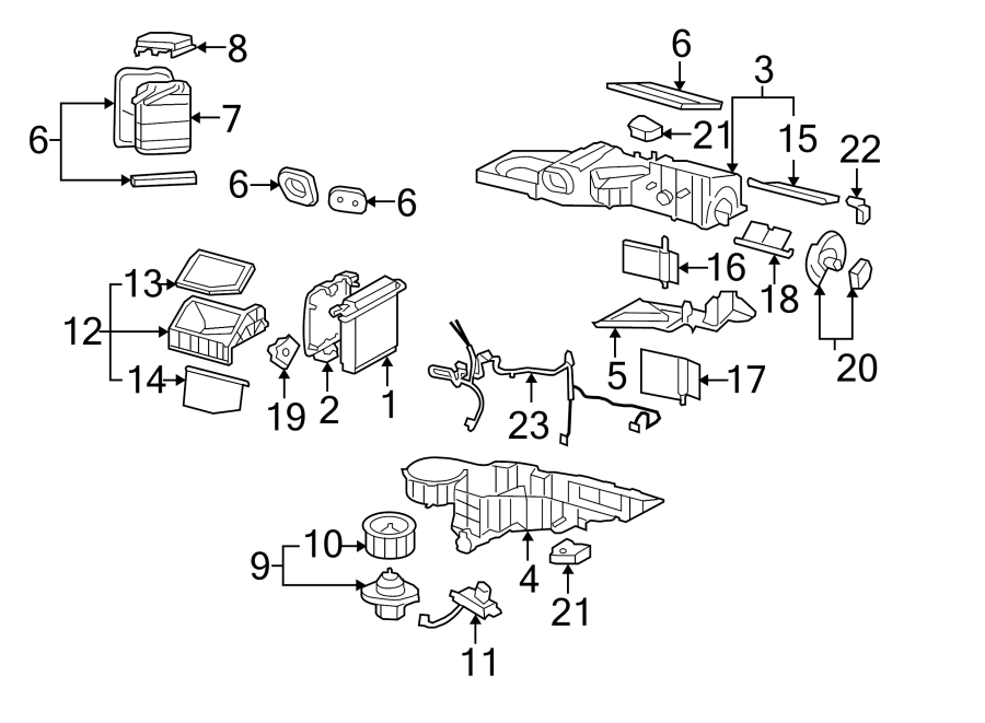 AIR CONDITIONER & HEATER. EVAPORATOR & HEATER COMPONENTS. Diagram