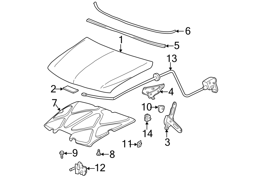 Diagram HOOD & COMPONENTS. for your 1990 Chevrolet Camaro   