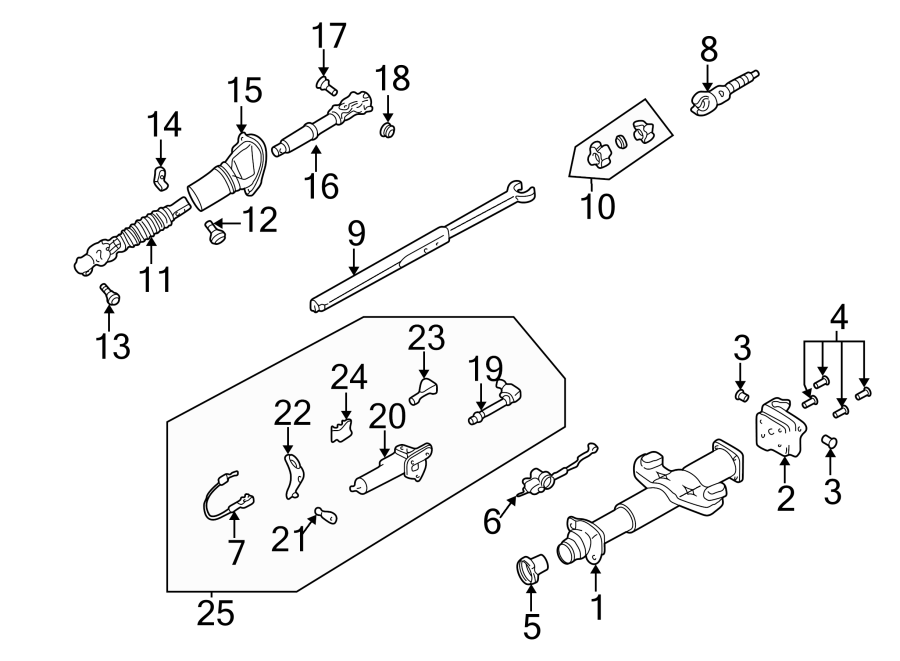 25STEERING COLUMN. LOWER COMPONENTS.https://images.simplepart.com/images/parts/motor/fullsize/GC00450.png