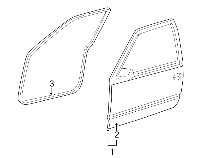 Diagram FRONT DOOR. DOOR & COMPONENTS. for your 2005 Chevrolet Blazer   