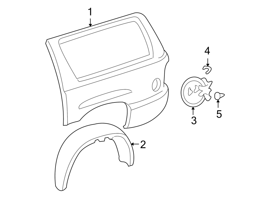 Diagram QUARTER PANEL & COMPONENTS. for your 2005 Chevrolet Silverado 3500 LS Cab & Chassis Fleetside  