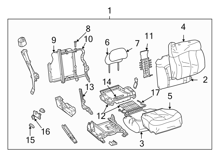 Diagram SEATS & TRACKS. FRONT SEAT COMPONENTS. for your GMC Sierra 2500 HD  