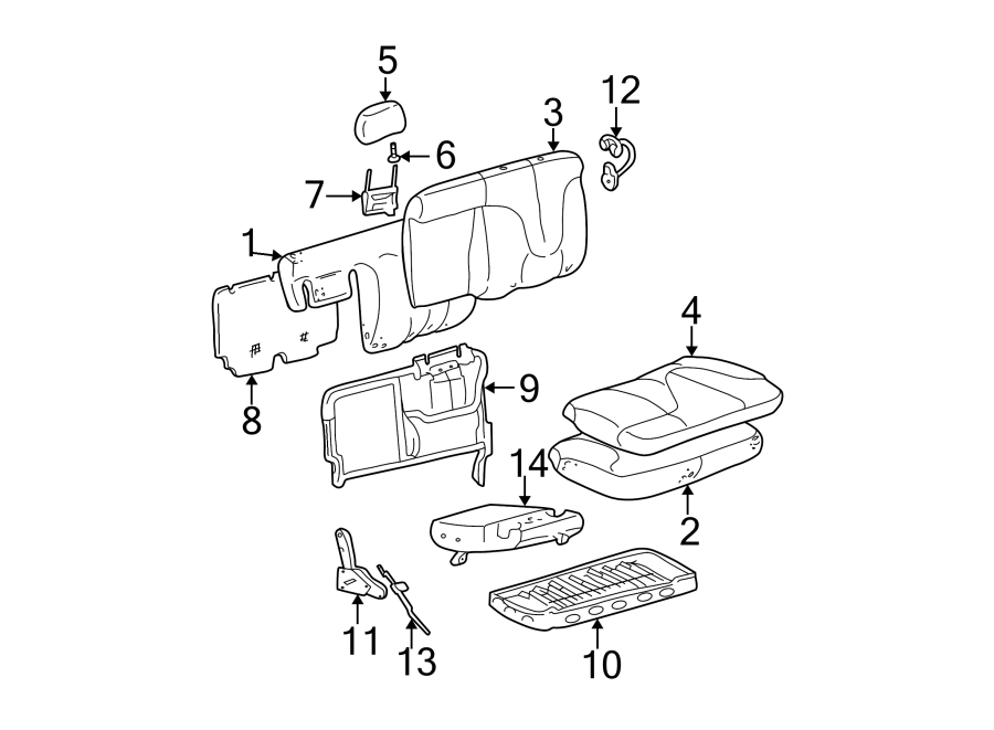 Diagram SEATS & TRACKS. REAR SEAT COMPONENTS. for your 2005 Chevrolet SSR    