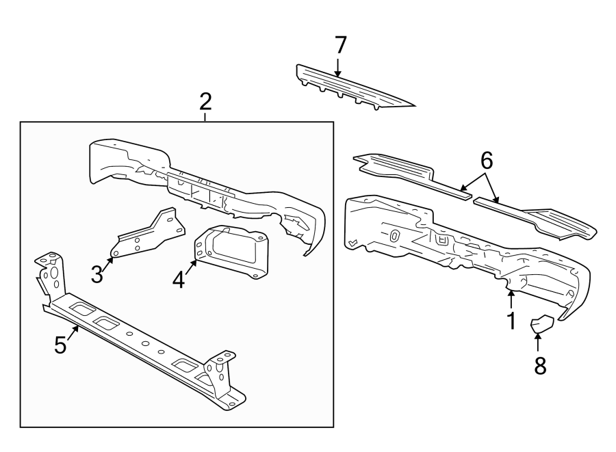 Diagram REAR BUMPER. BUMPER & COMPONENTS. for your 2021 GMC Sierra 2500 HD 6.6L V8 A/T RWD SLE Standard Cab Pickup Fleetside 