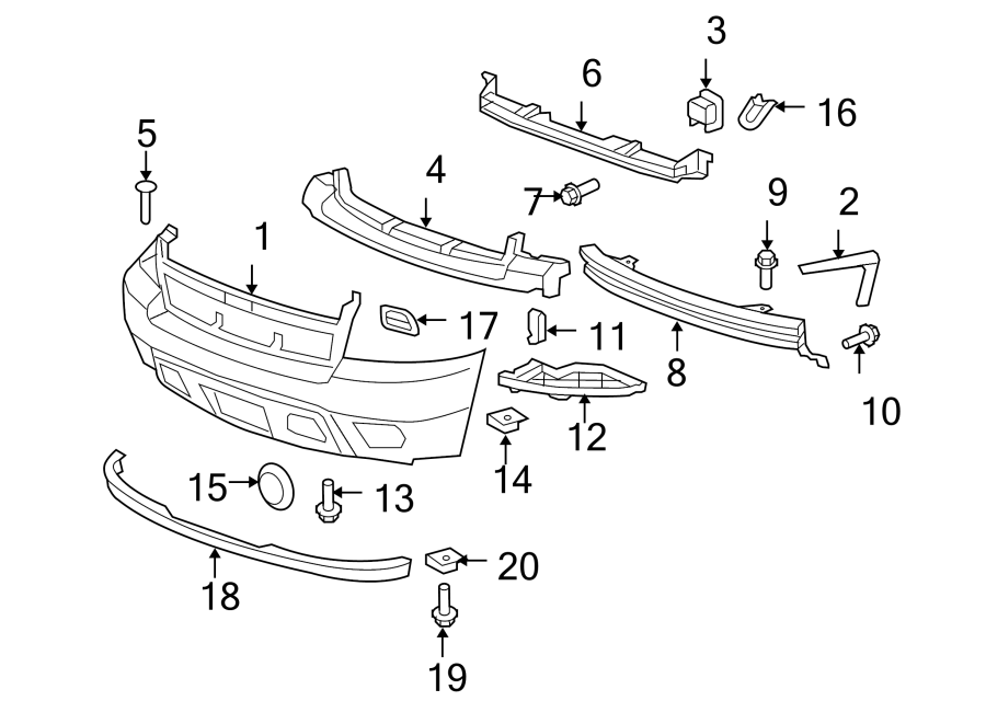 Diagram Front bumper. Bumper & components. for your 2020 Chevrolet Spark   