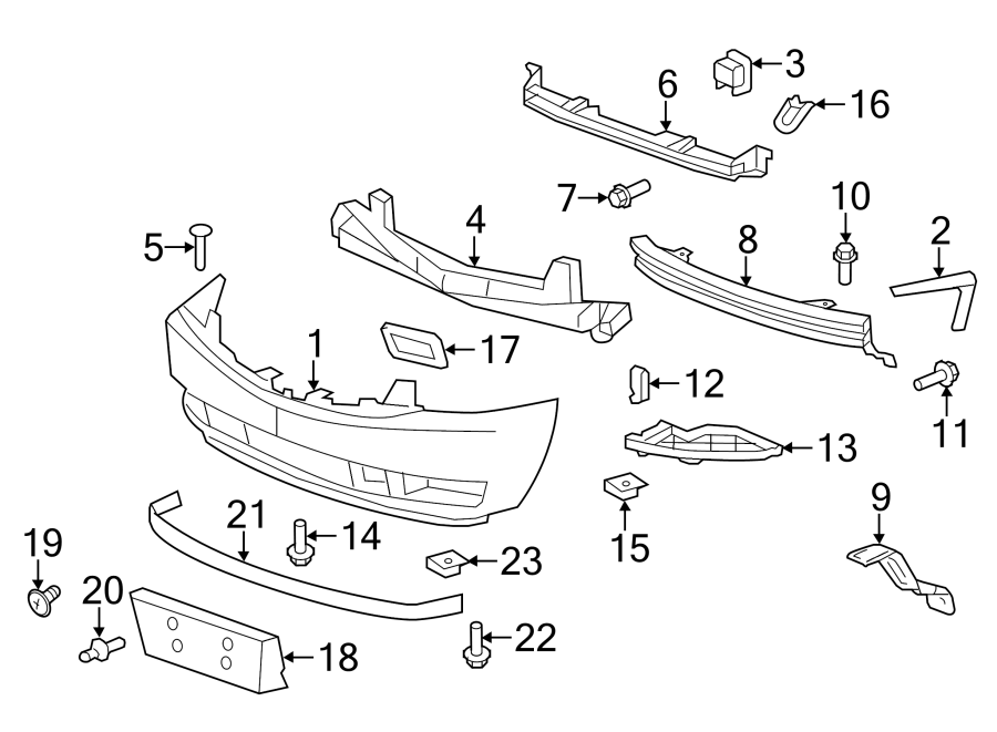 Front bumper. Bumper & components. Diagram