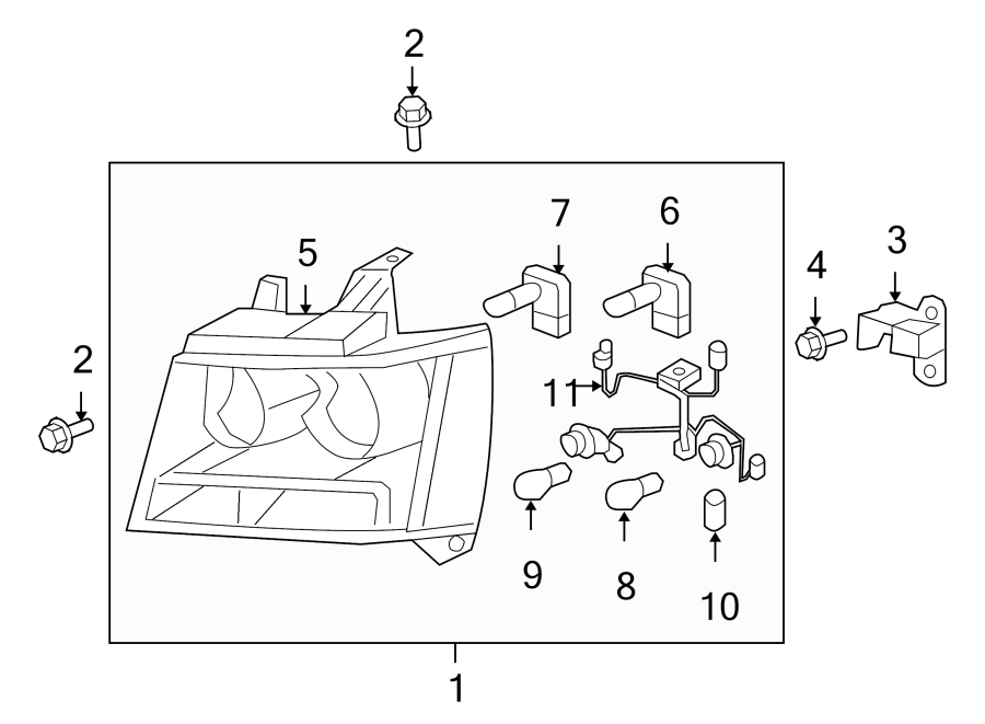 Diagram FRONT LAMPS. HEADLAMP COMPONENTS. for your 2018 Chevrolet Spark  ACTIV Hatchback 