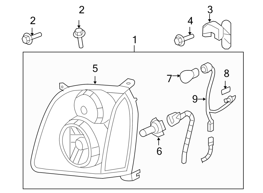 Diagram FRONT LAMPS. HEADLAMP COMPONENTS. for your 2012 Chevrolet Suburban 1500   