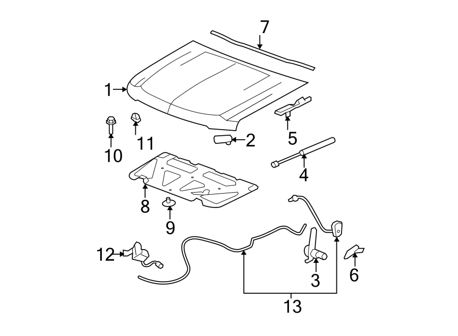 Diagram HOOD & COMPONENTS. for your 1990 Chevrolet Camaro   