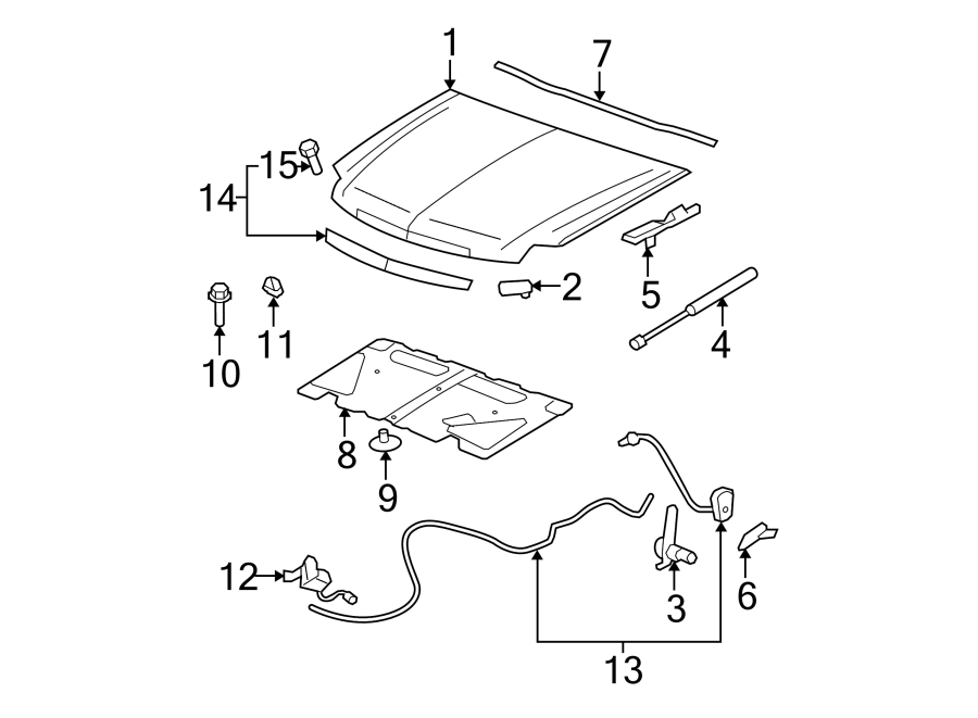 Diagram EXTERIOR TRIM. HOOD & COMPONENTS. for your 2007 GMC Sierra 1500 Classic SLE Extended Cab Pickup  