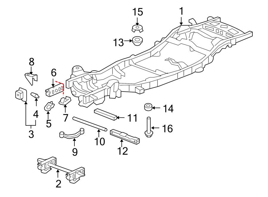 Diagram FRAME & COMPONENTS. for your 2012 GMC Sierra 2500 HD 6.6L Duramax V8 DIESEL A/T RWD SLE Standard Cab Pickup Fleetside 