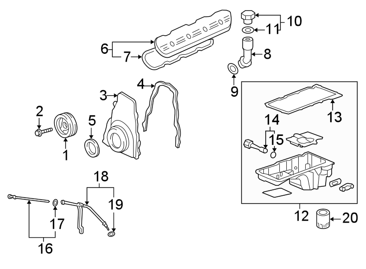 Diagram Engine parts. for your 2013 Chevrolet Silverado 3500 HD LT Crew Cab Pickup Fleetside 6.6L Duramax V8 DIESEL A/T RWD 