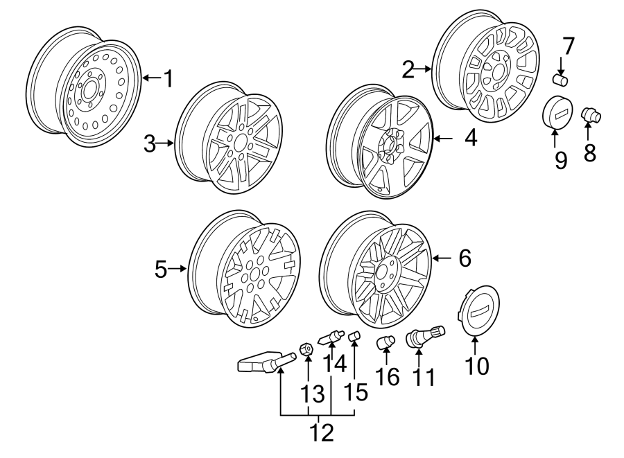 Diagram WHEELS. for your 2005 Chevrolet Avalanche 2500   