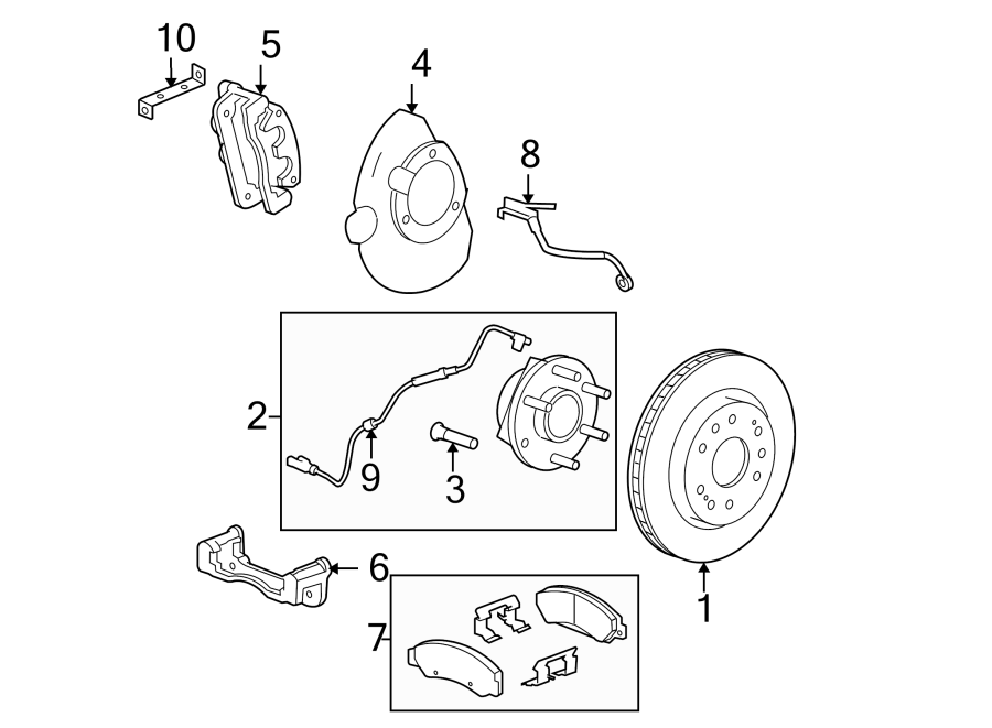 Diagram FRONT SUSPENSION. BRAKE COMPONENTS. for your 2015 GMC Sierra 2500 HD 6.6L Duramax V8 DIESEL A/T RWD SLE Standard Cab Pickup Fleetside 