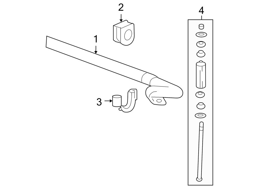 Front suspension. Stabilizer bar & components.