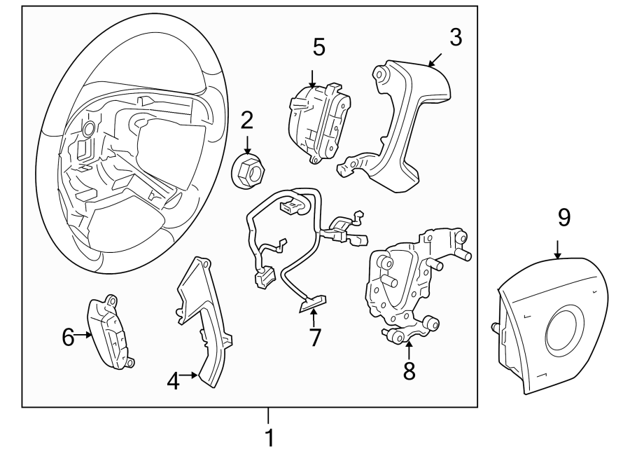 Diagram STEERING WHEEL & TRIM. for your 2023 Buick Envision   