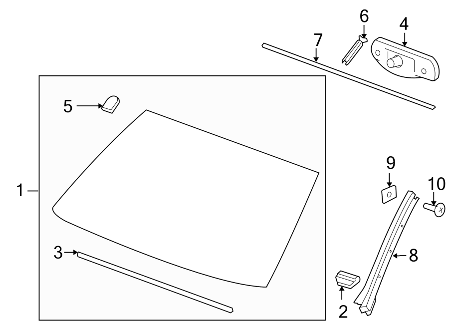 Diagram WINDSHIELD. GLASS. REVEAL MOLDINGS. for your 2003 GMC Envoy XL   