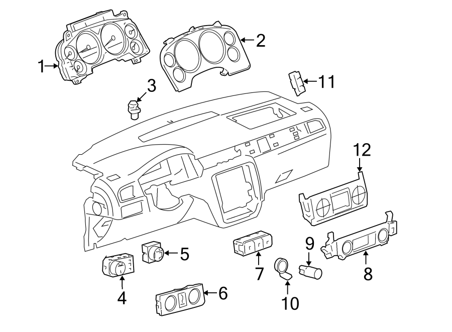 Diagram INSTRUMENT PANEL. CLUSTER & SWITCHES. for your 2016 GMC Sierra 2500 HD 6.0L Vortec V8 CNG A/T 4WD SLT Extended Cab Pickup Fleetside 